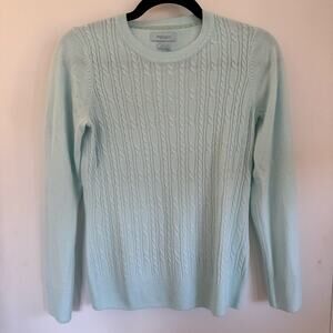 Van Heusen Womens Pale Teal Blue Crew Neck Cable Knit Sweater Size Small